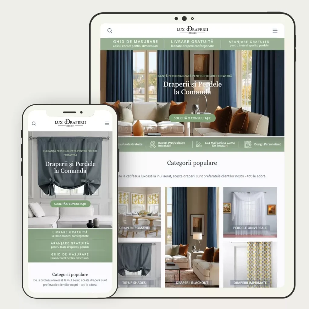 Proiect realizat- Lux Draperii Design - Site prezentare cu portofoliu 2