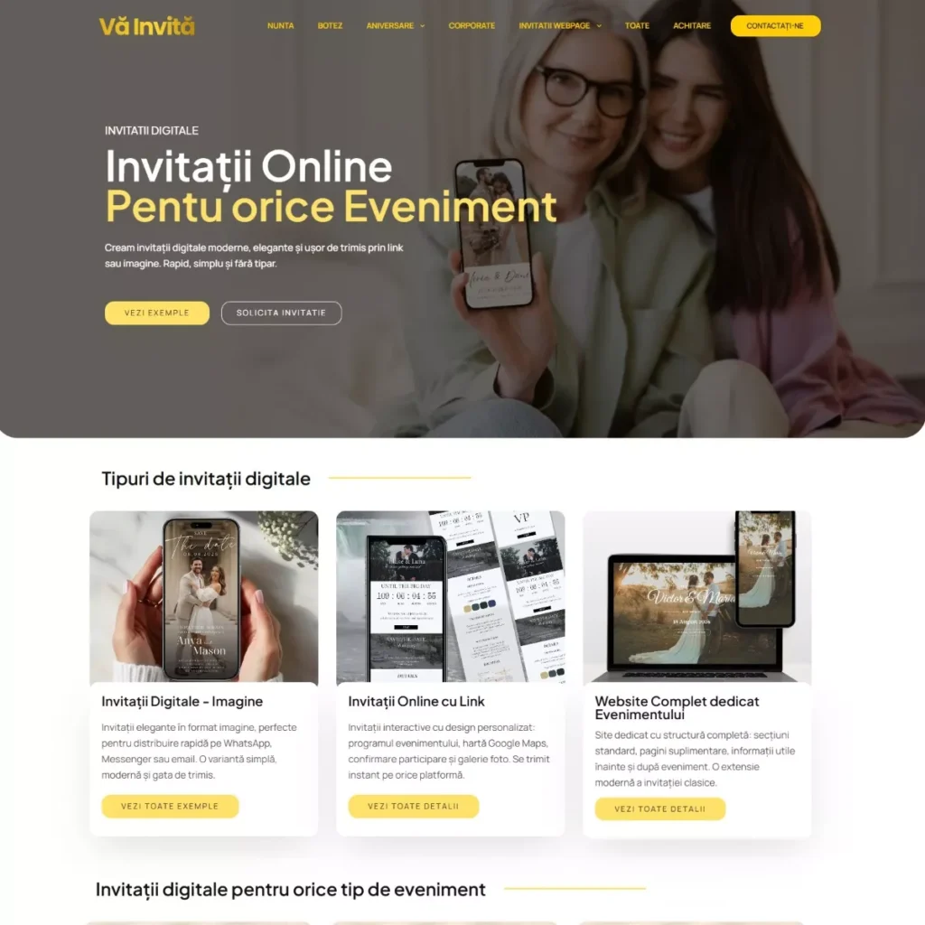 Va Invita - creare platforma invitatii digitale 2