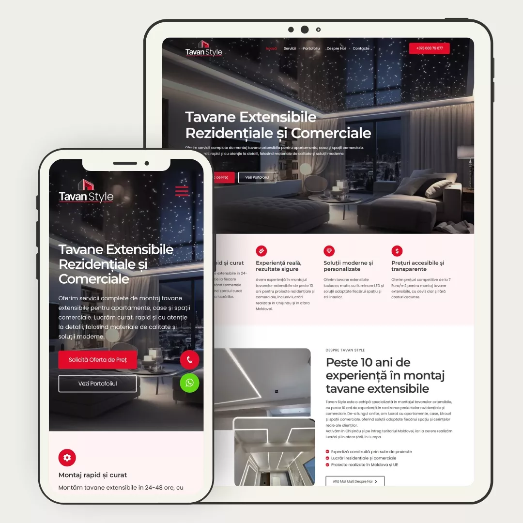 portofolio creare siteuri - proiect tavan style