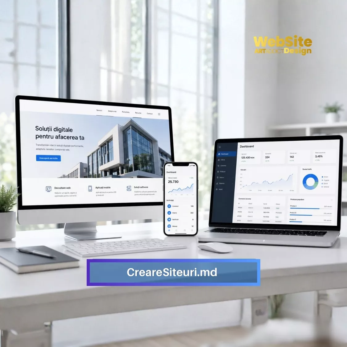 site, aplicație mobilă și soft intern pentru firma