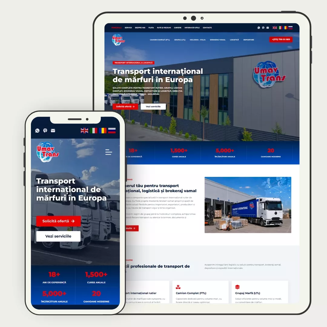 Umav Trans - website creat de catre crearesiteuri