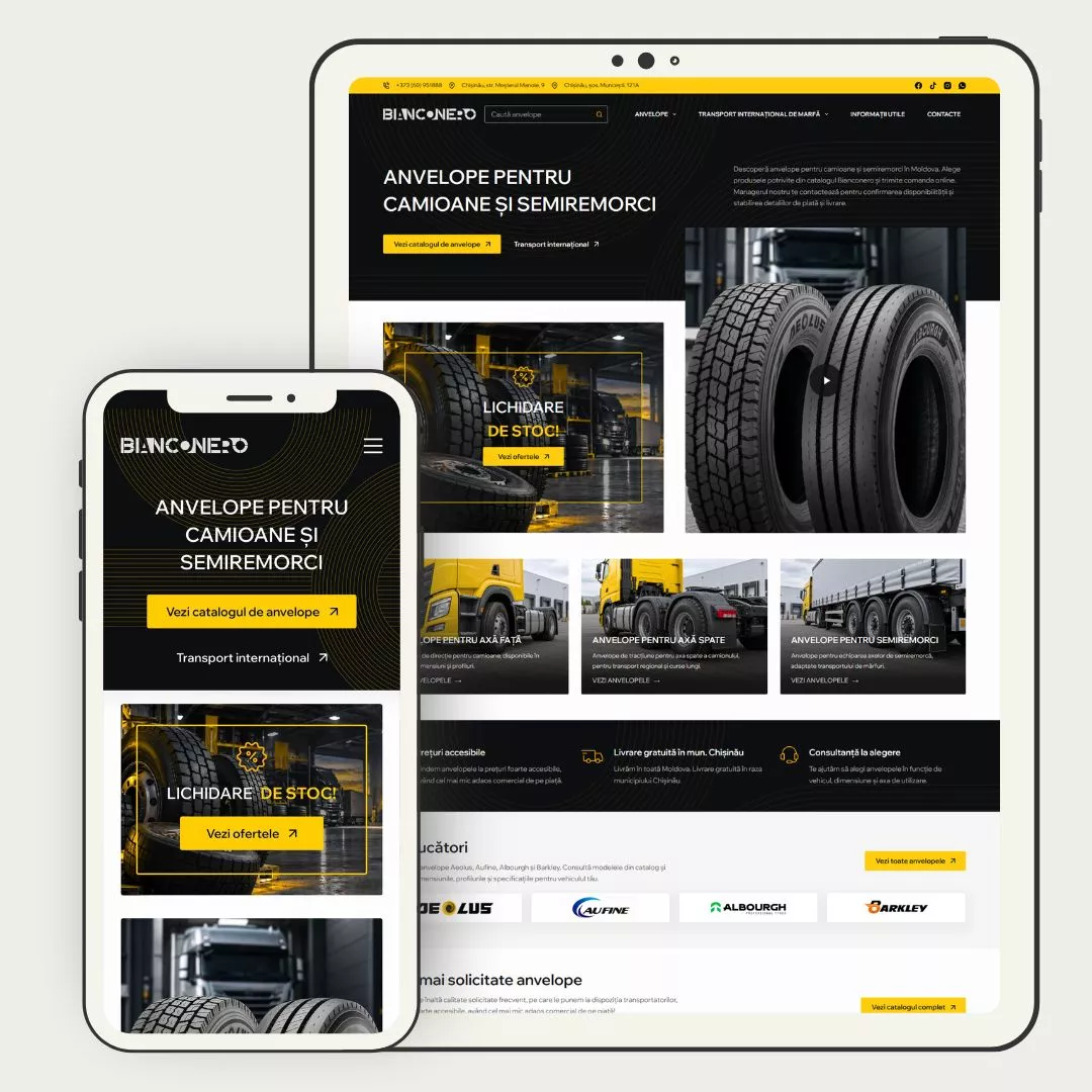 Bianconero site creat de catre CreareSiteuri