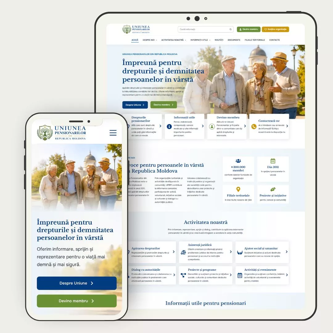 Uniunea pensionarilor - website creat de catre creare siteuri